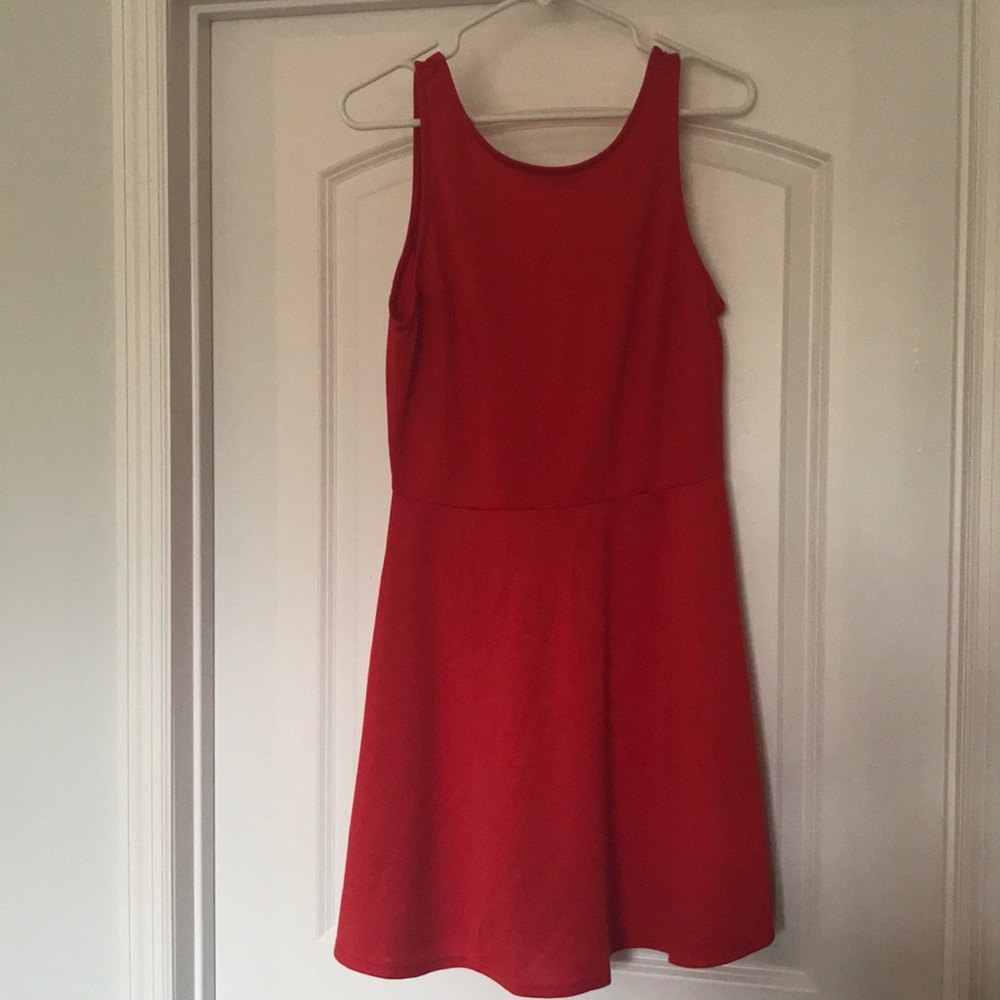 Red cocktail fit and flare dress